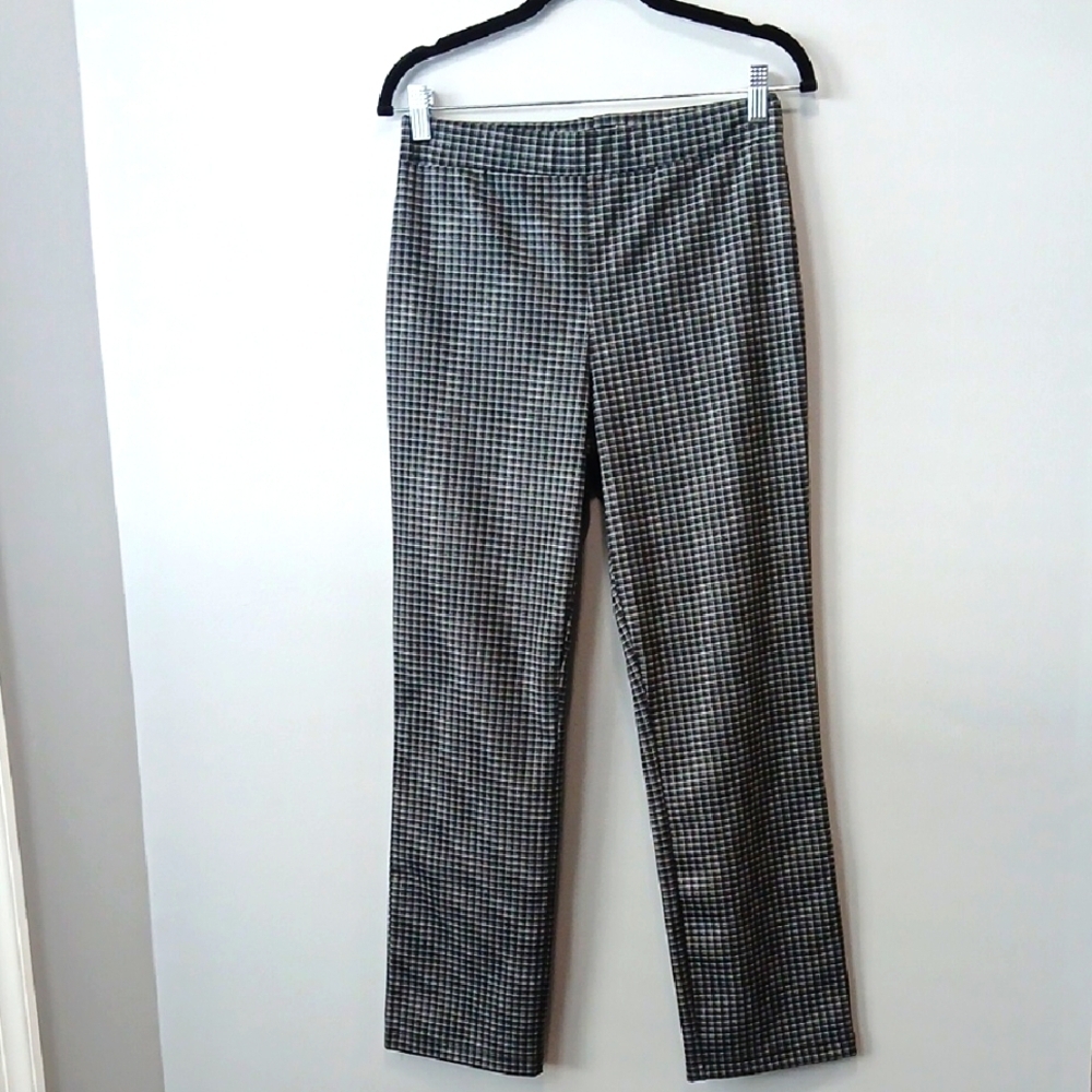 Black and White Checkered Pull-on Pants Womens Small (Tag Missing) Office Casual